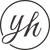 Elegant black script yh logo in a circle, minimalist lighting brand graphic