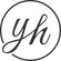 Elegant black script yh logo in a circle, minimalist lighting brand graphic