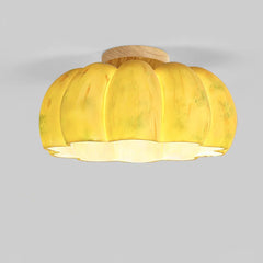 Yellow wood color pumpkin ceiling lamp with modern design, YH Lamps home lighting