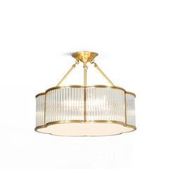 Modern brass and glass chandelier pendant lamp with scalloped trim, YH Lamps lighting design
