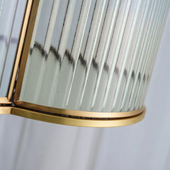 Close-up of modern brass and glass chandelier from YH Lamps