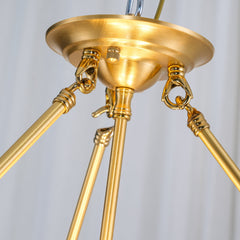 Close-up of modern brass pendant chandelier with gold rods from YH Lamps