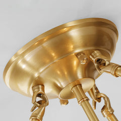 Brushed brass chandelier ceiling mount with elegant modern design from YH Lamps