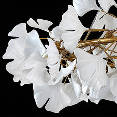 YH Lamps modern gold and white ginkgo leaf chandelier pendant lamp with intricate floral design