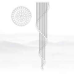 Modern spiral chandelier with hanging alabaster ball lights and round canopy, sleek black and white design