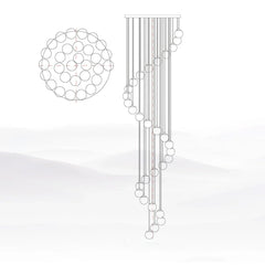 Modern spiral chandelier with multiple hanging alabaster glass globes and round canopy design