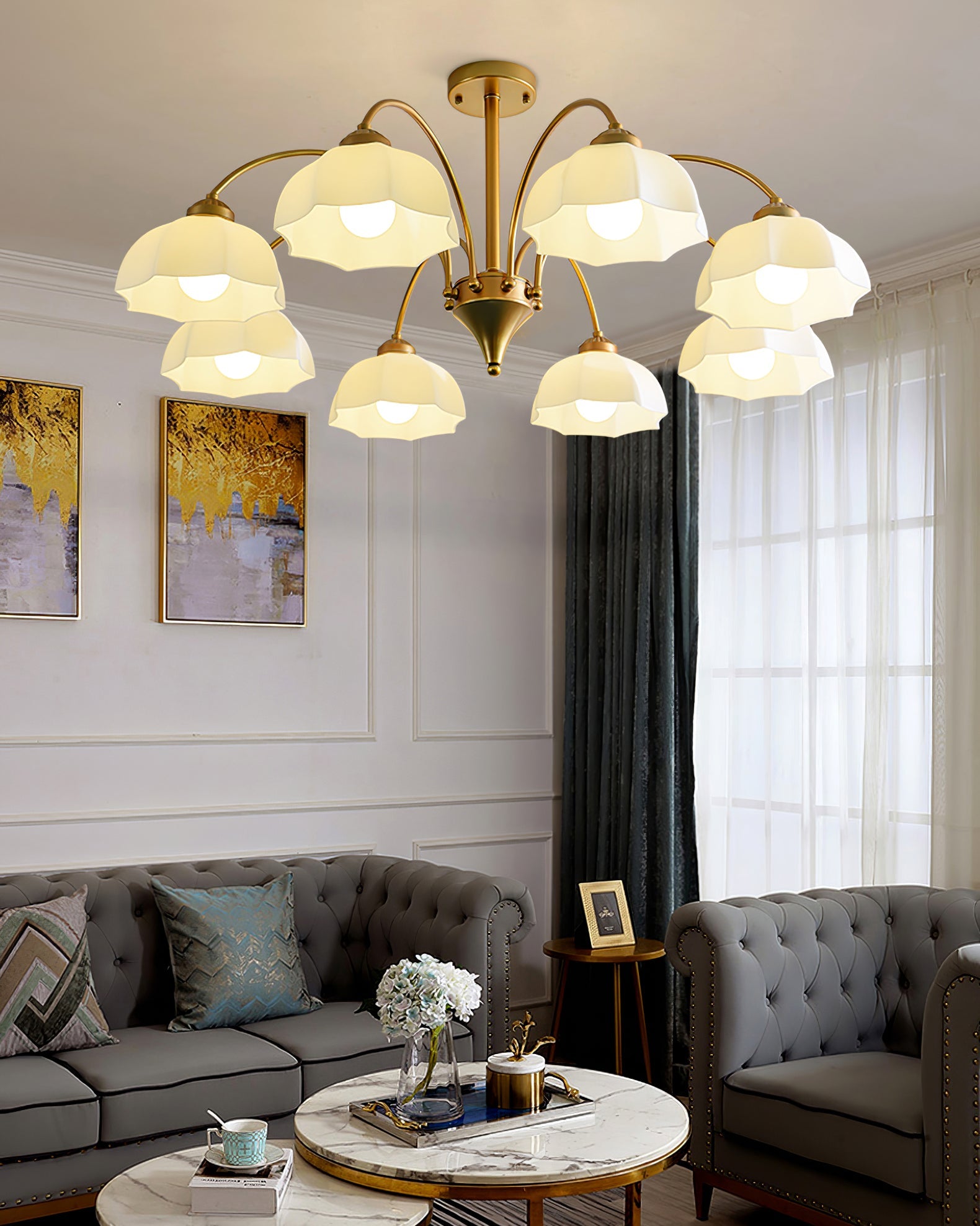 Frosted Glass Bell Chandelier - YhLamps