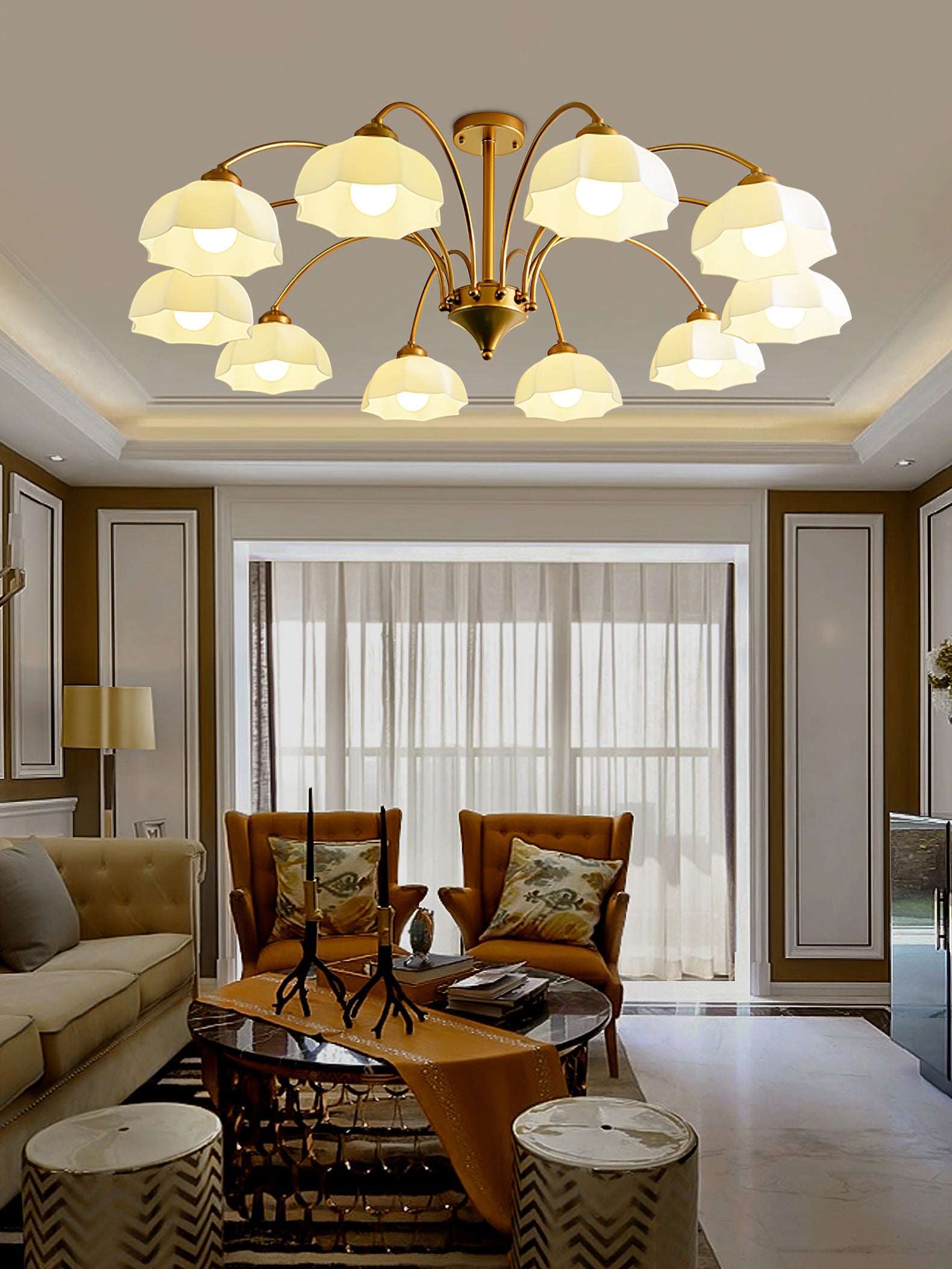 Frosted Glass Bell Chandelier - YhLamps