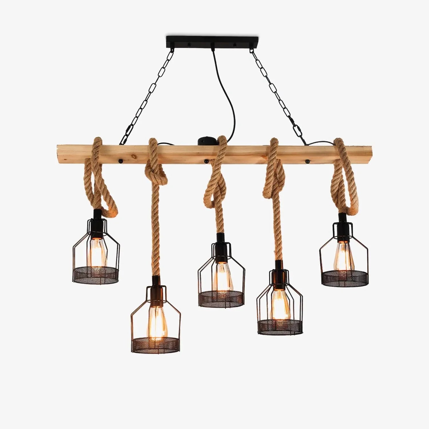 Hemp Rope Industrial Grenade Chandelier - YhLamps