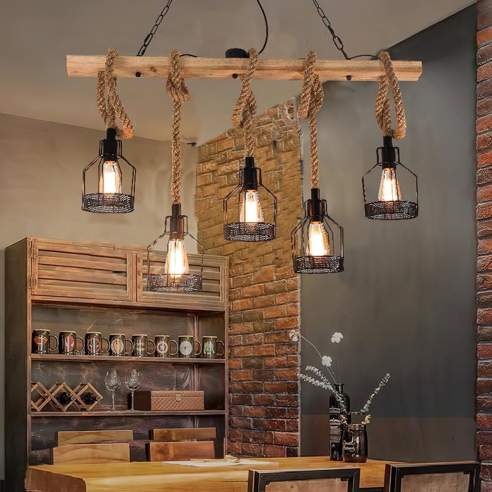 Hemp Rope Industrial Grenade Chandelier - YhLamps