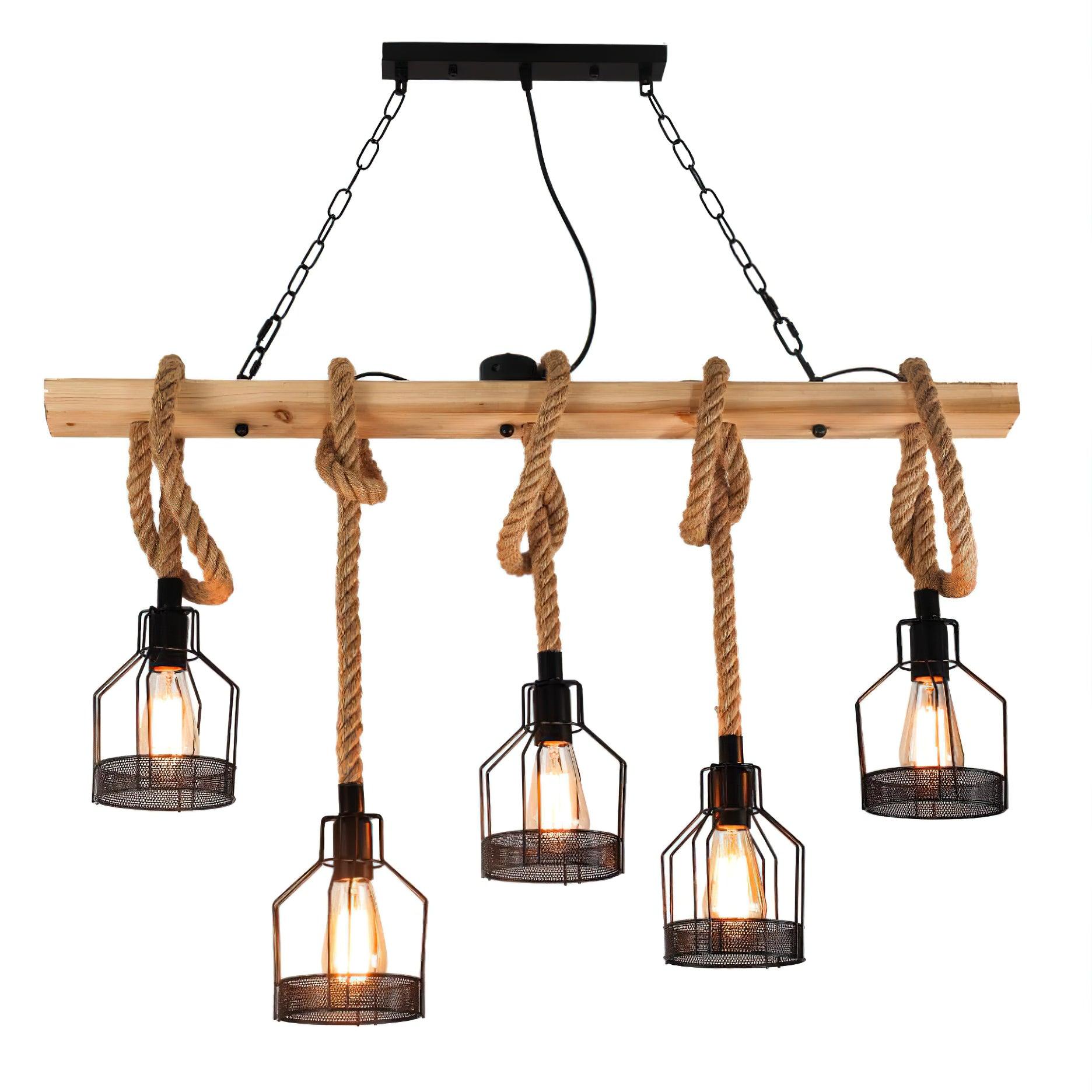 Hemp Rope Industrial Grenade Chandelier - YhLamps