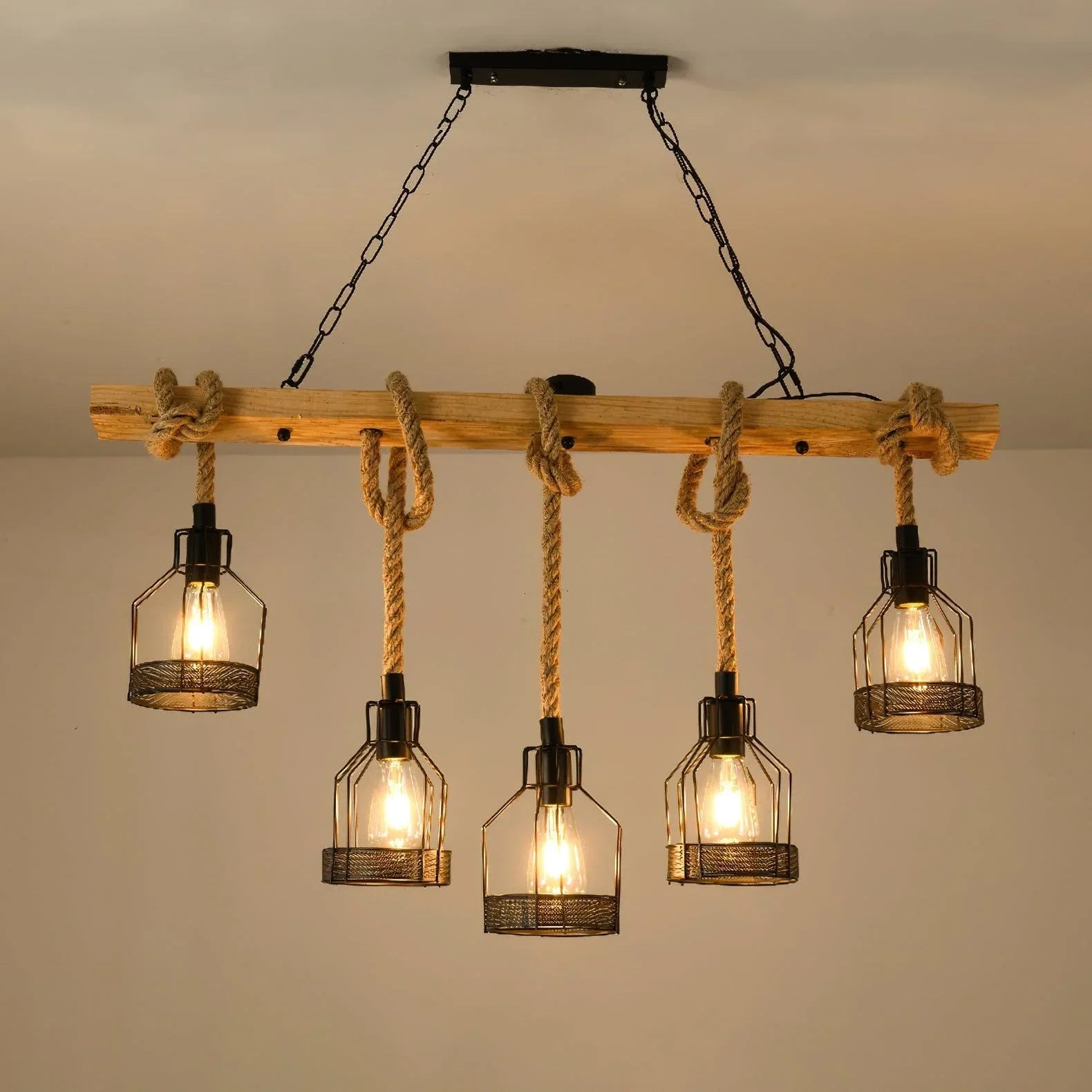 Hemp Rope Industrial Grenade Chandelier - YhLamps