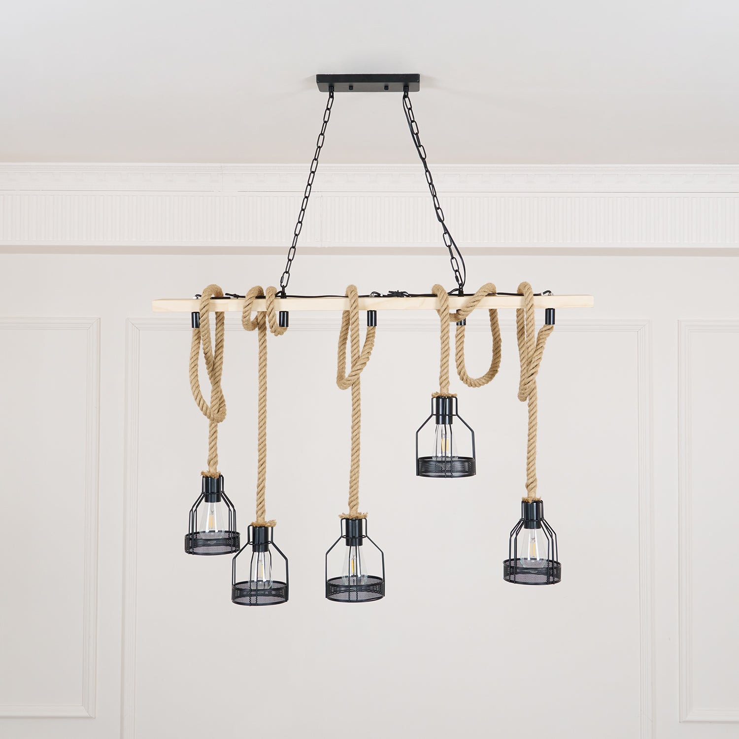 Hemp Rope Industrial Grenade Chandelier - YhLamps
