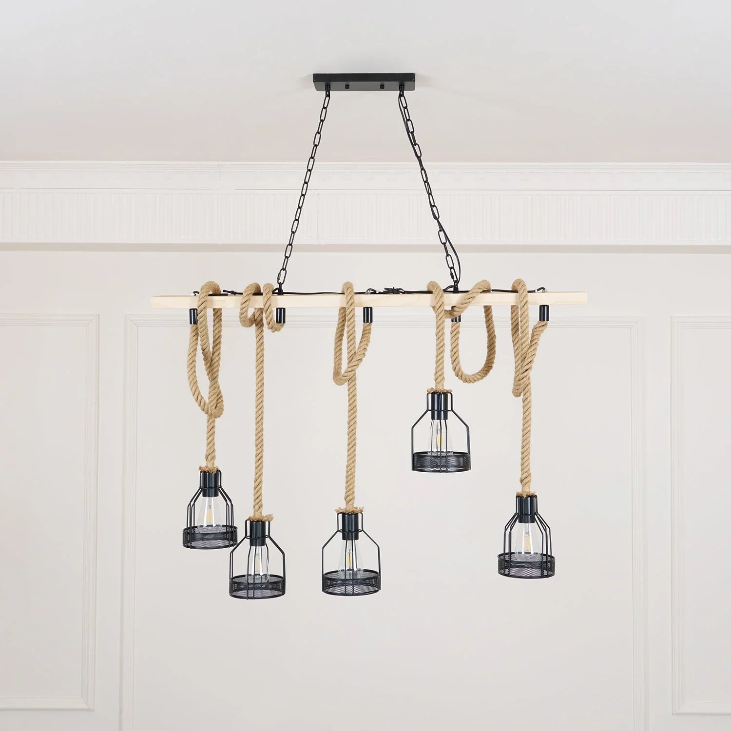 Hemp Rope Industrial Grenade Chandelier - YhLamps