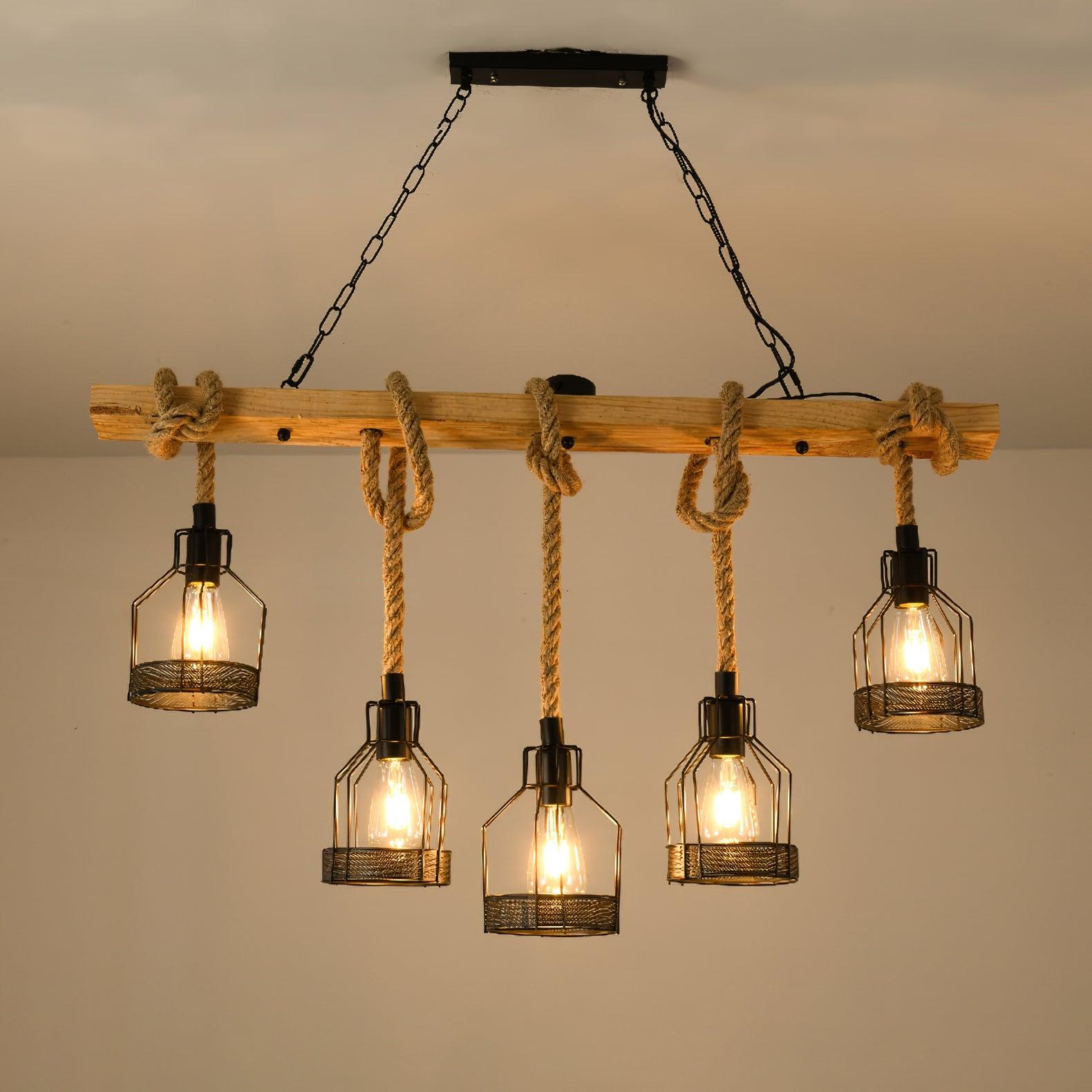 Hemp Rope Industrial Grenade Chandelier - YhLamps
