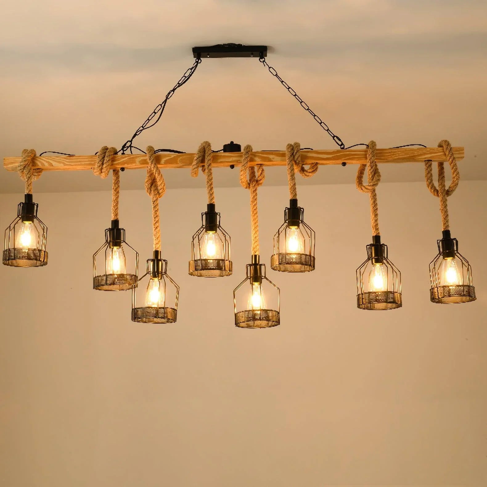 Hemp Rope Industrial Grenade Chandelier - YhLamps