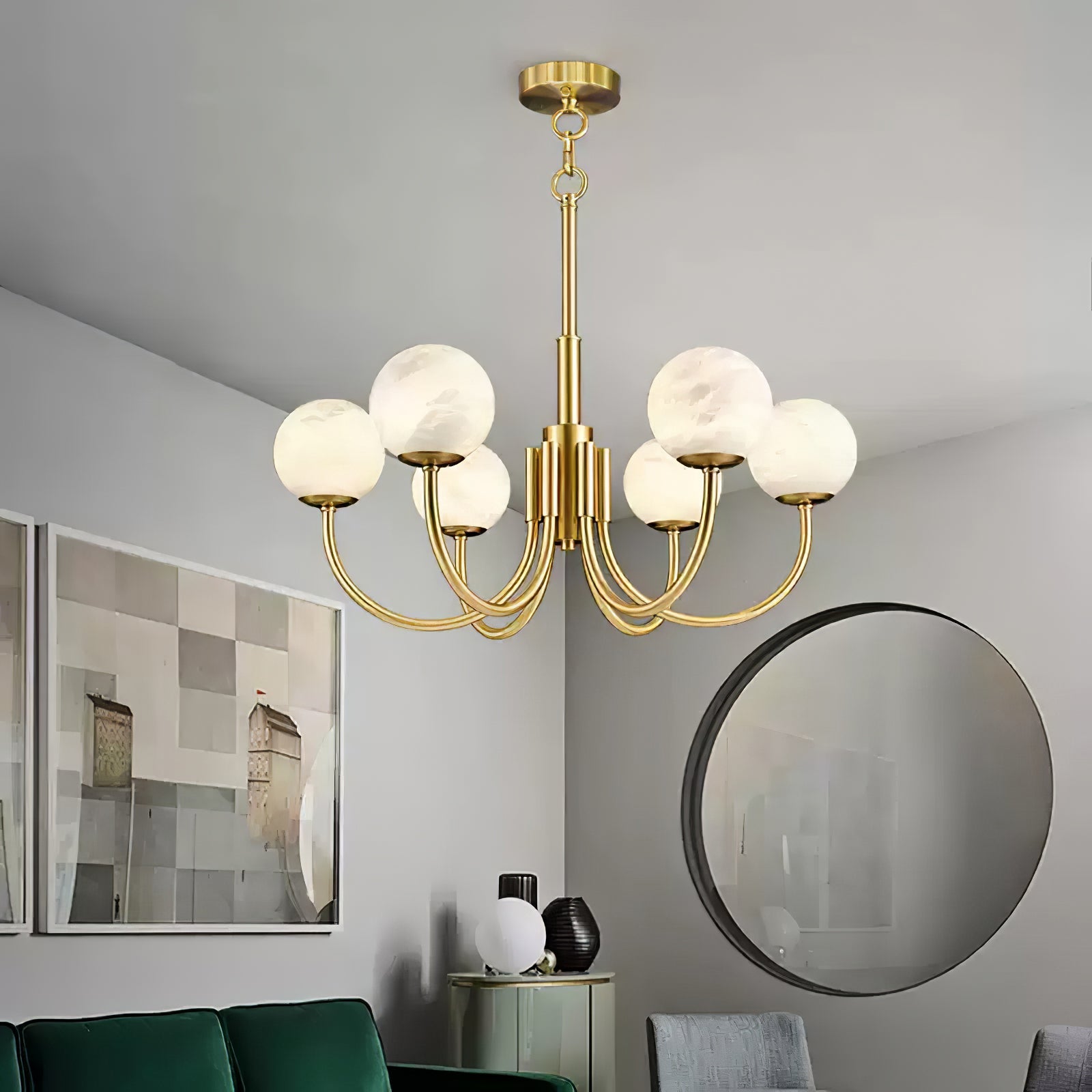 Aurelian Alabaster Globe Chandelier - YhLamps