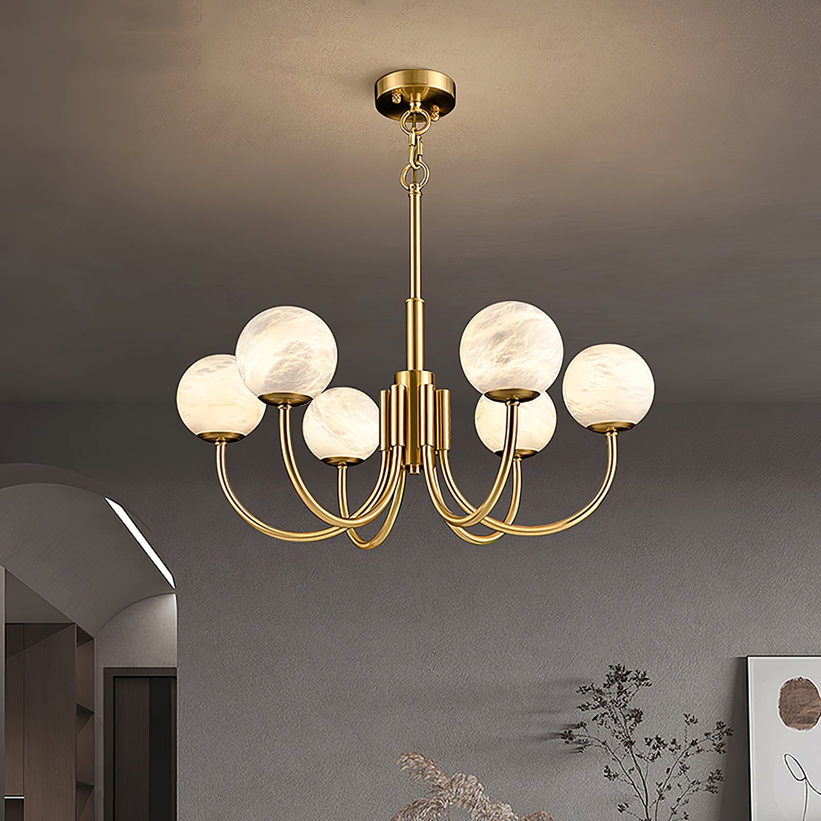 Aurelian Alabaster Globe Chandelier - YhLamps