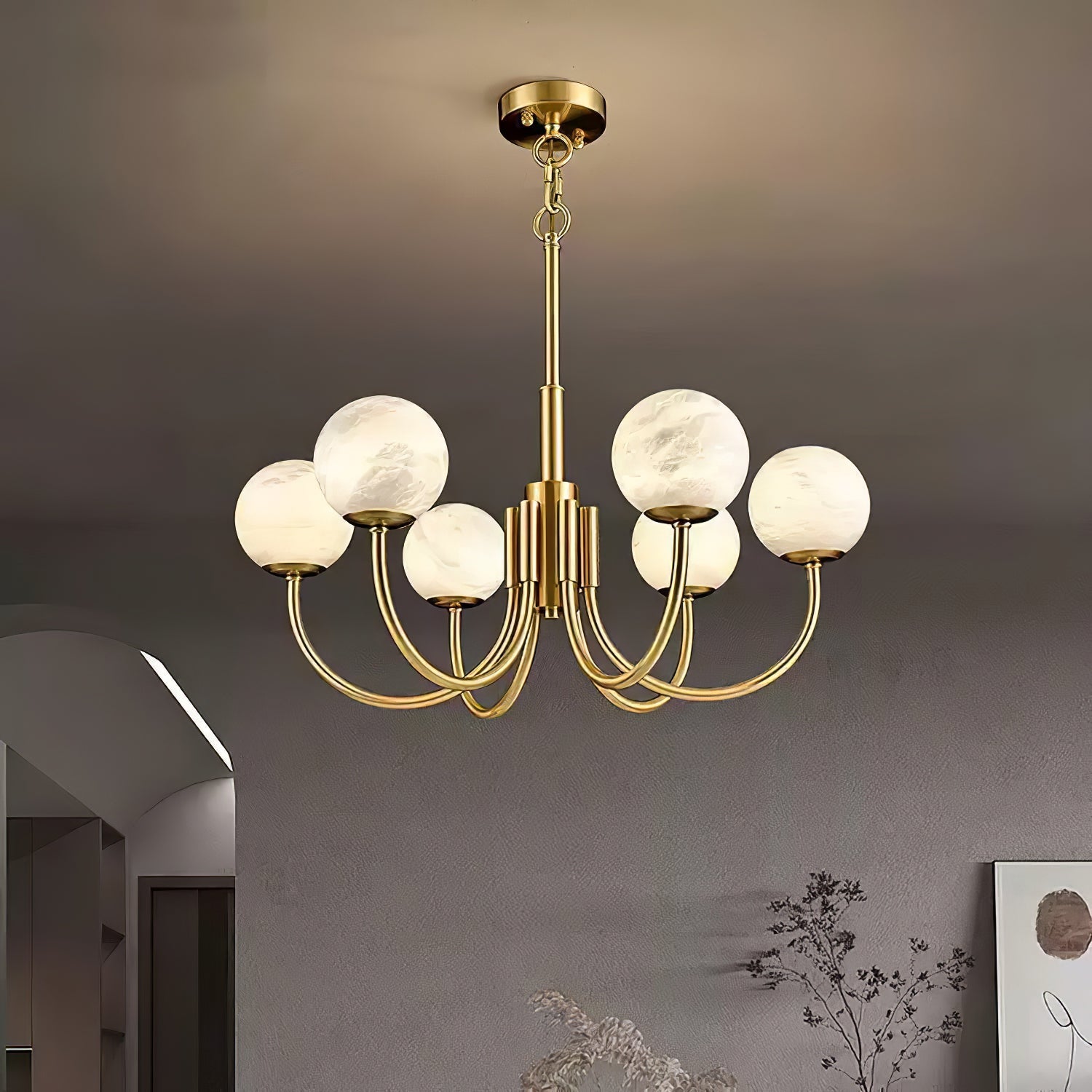 Aurelian Alabaster Globe Chandelier - YhLamps