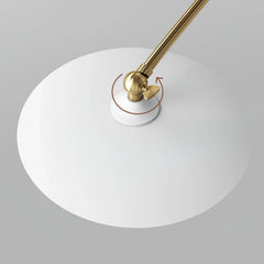 Close-up of YH Lamps gold-white pendant lamp adjustable joint with arrow indicator on white shade