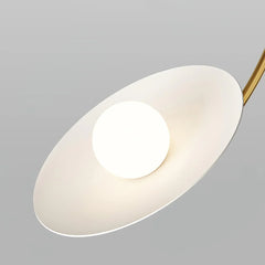 YH Lamps modern gold and white pendant chandelier with round glass bulb and large white dish shade