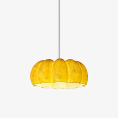 Modern yellow pumpkin-shaped pendant lamp chandelier by YH Lamps on white background