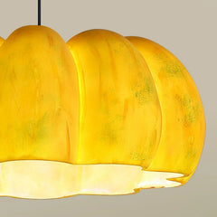 Yellow pumpkin-shaped pendant chandelier with modern design from YH Lamps