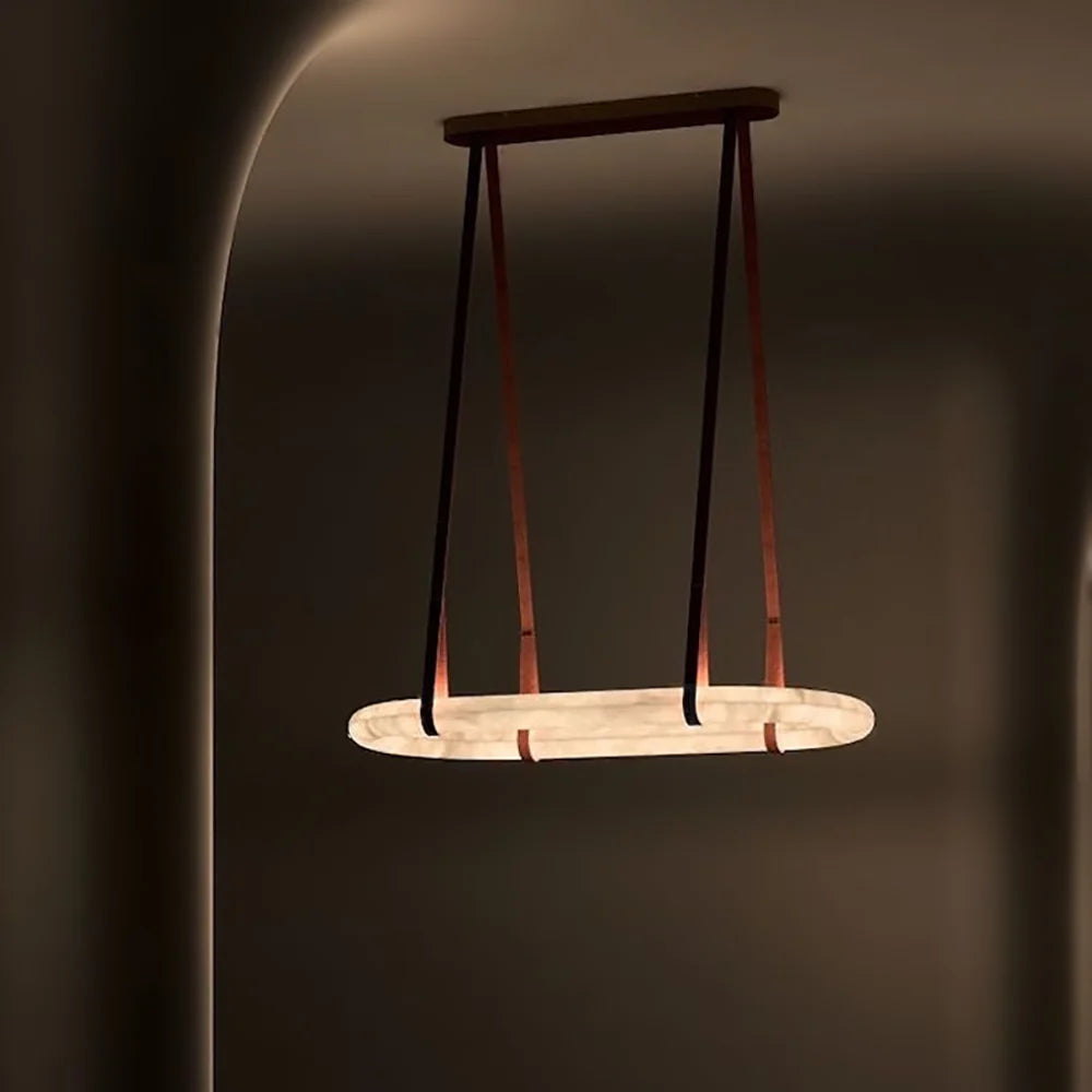 Alabaster Round Leather Chandelier - YhLamps