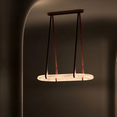Alabaster Round Leather Chandelier - YhLamps