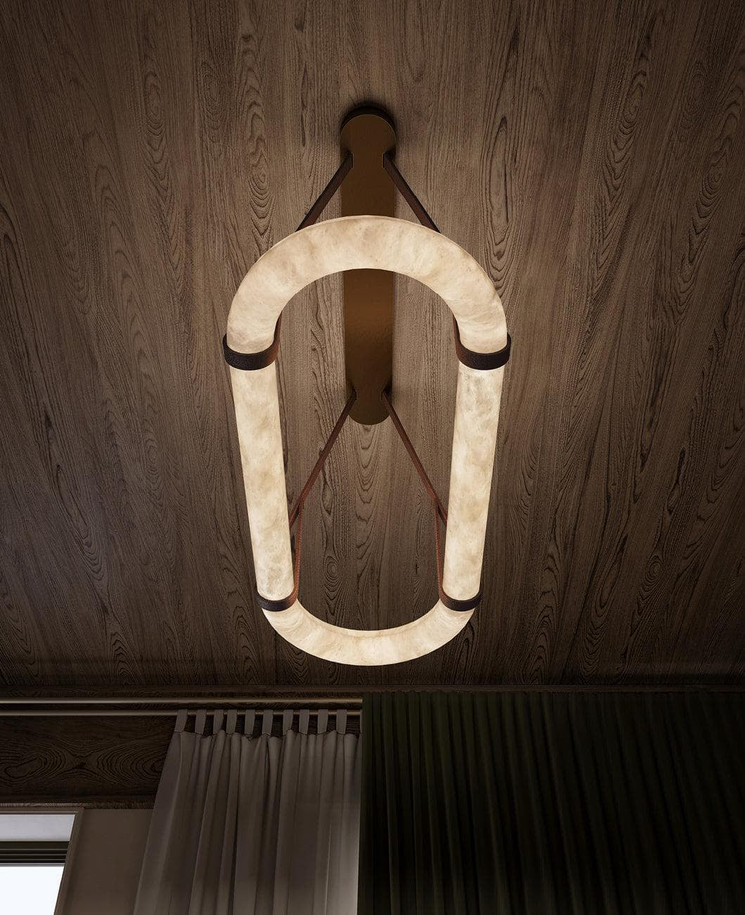 Alabaster Round Leather Chandelier - YhLamps