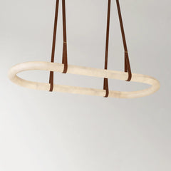 Alabaster Round Leather Chandelier - YhLamps