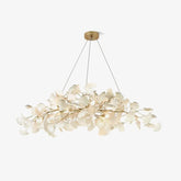 Modern gold and white Gingko leaf chandelier pendant lamp with delicate metal branches