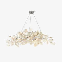 Modern gold and white Gingko leaf chandelier pendant lamp with delicate metal branches