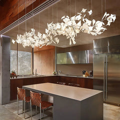 Gold White Leaves Combination Gingko Chandeliers - YhLamps