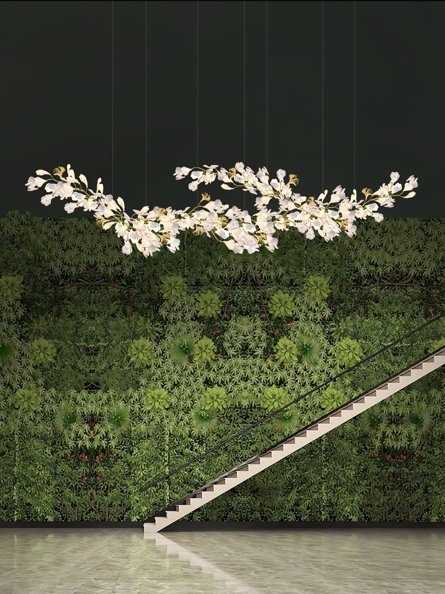 Gold White Leaves Combination Gingko Chandeliers - YhLamps