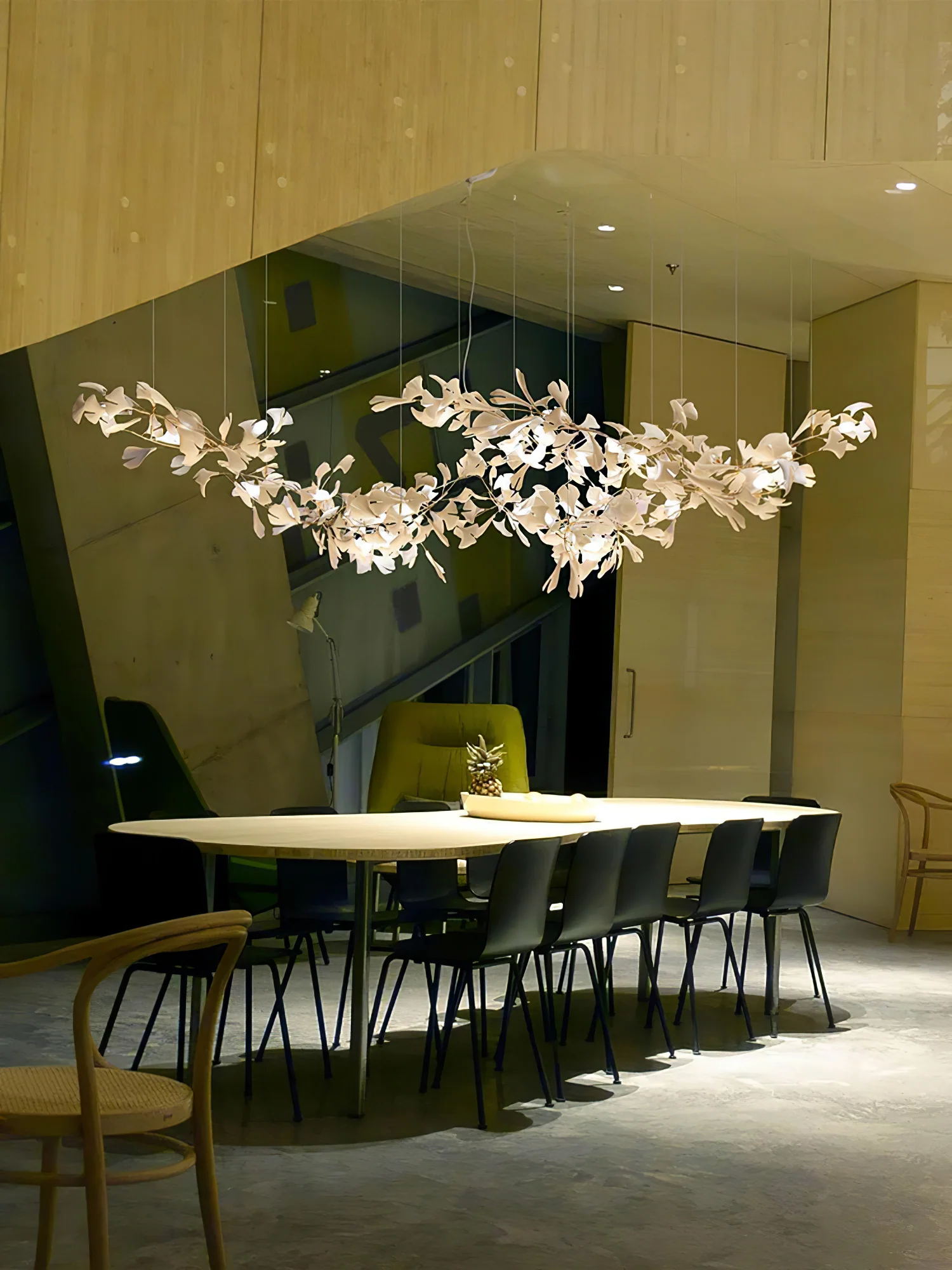 Gold White Leaves Combination Gingko Chandeliers - YhLamps
