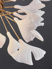 Gold White Leaves Combination Gingko Chandeliers - YhLamps