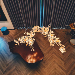 Gold White Leaves Combination Gingko Chandeliers - YhLamps