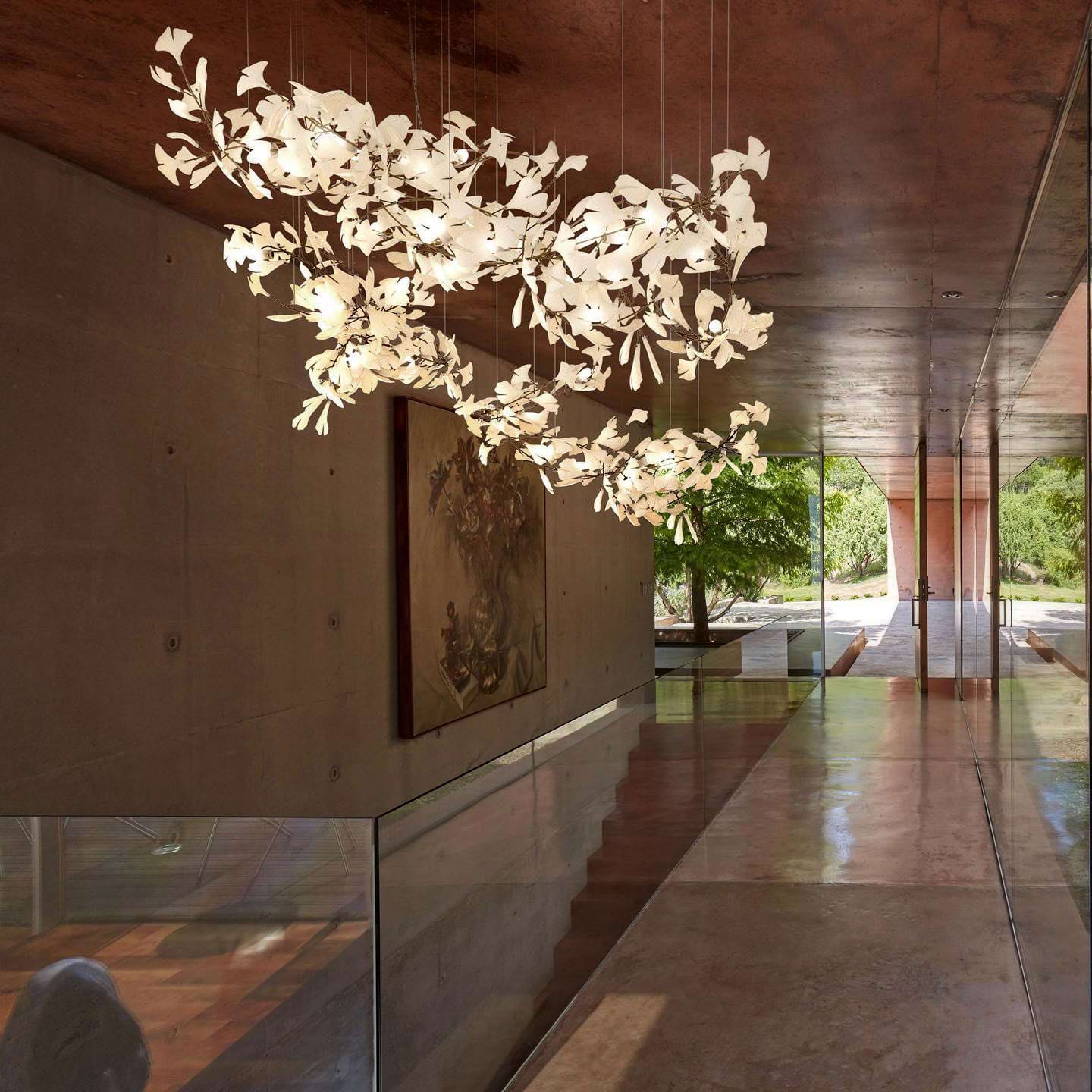 Gold White Leaves Combination Gingko Chandeliers - YhLamps
