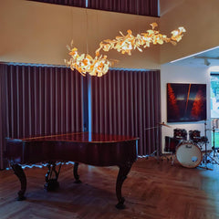 Gold White Leaves Combination Gingko Chandeliers - YhLamps