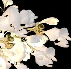 Gold White Leaves Combination Gingko Chandeliers - YhLamps