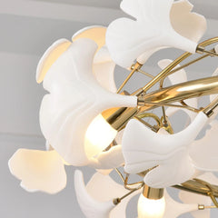 Gold White Leaves Combination Gingko Chandeliers - YhLamps