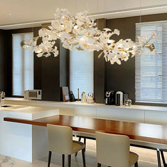 Gold White Leaves Combination Gingko Chandeliers - YhLamps