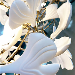 Gold White Leaves Combination Gingko Chandeliers - YhLamps