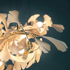 Gold White Leaves Combination Gingko Chandeliers - YhLamps