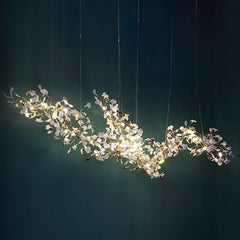 Gold White Leaves Combination Gingko Chandeliers - YhLamps