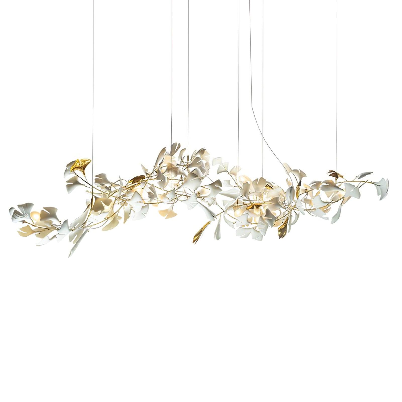 Gold White Leaves Combination Gingko Chandeliers - YhLamps
