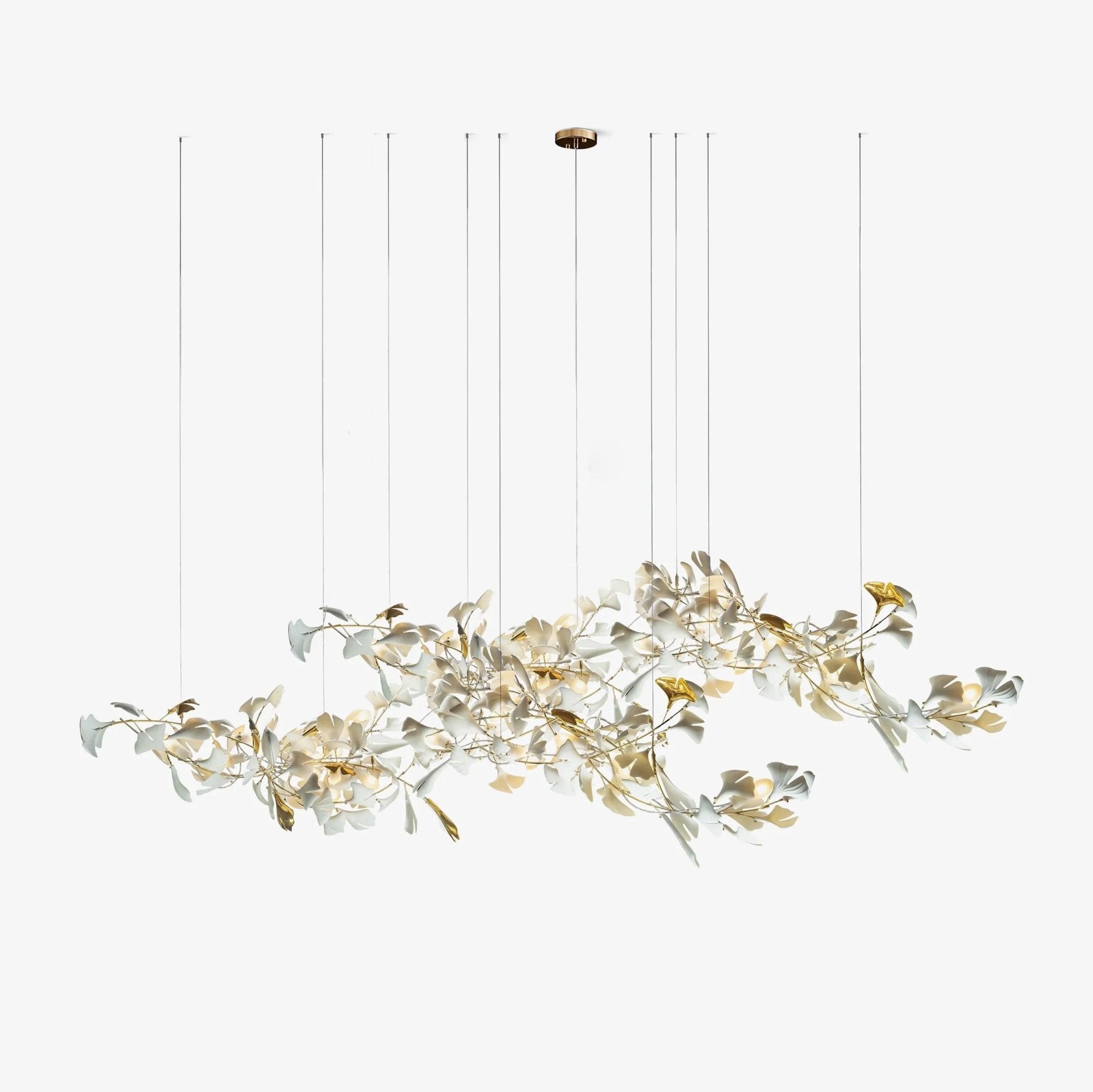 Gold White Leaves Combination Gingko Chandeliers - YhLamps
