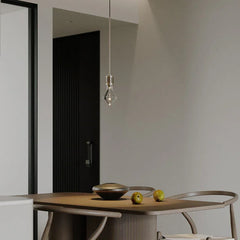 Modern nickel pendant lamp in minimalist dining room, designer lighting by YH Lamps