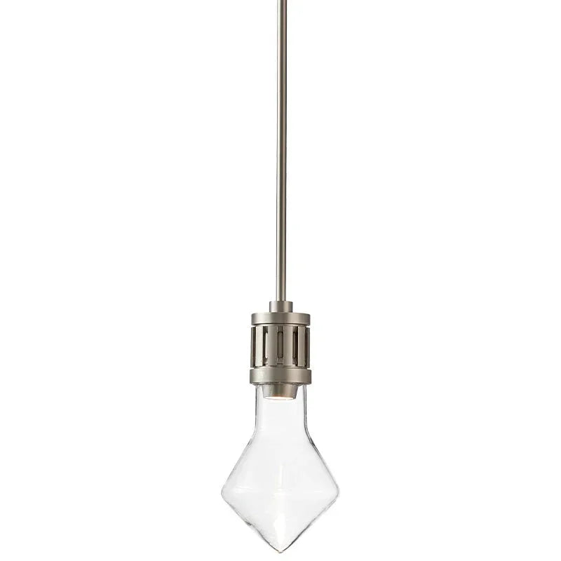 Modern nickel pendant lamp with geometric clear glass shade from YH Lamps